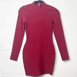Herve Leger Burgundy Long Sleeve bandage Dress